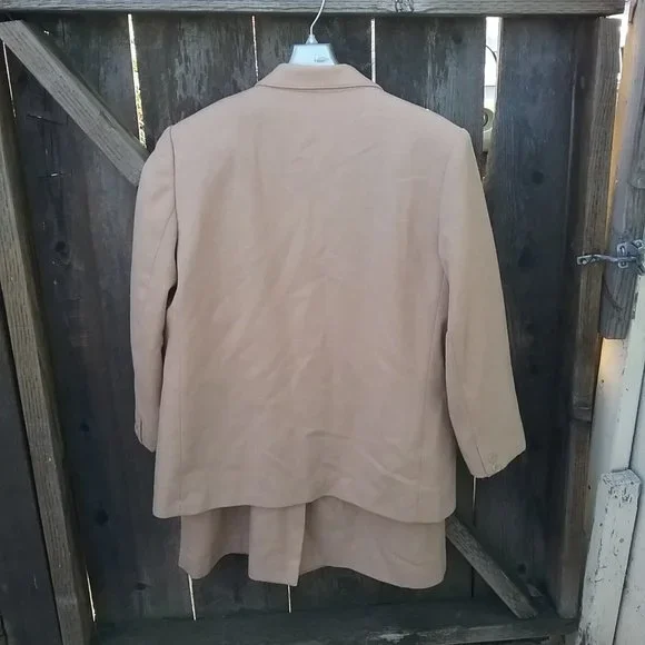 Vintage Wool Blend Tan/Camel Skirt Suit Light Academia Office